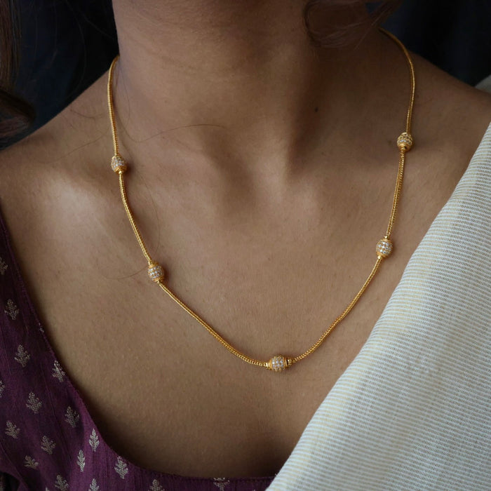 Heritage gold plated simple chain ruby white necklace HC5266