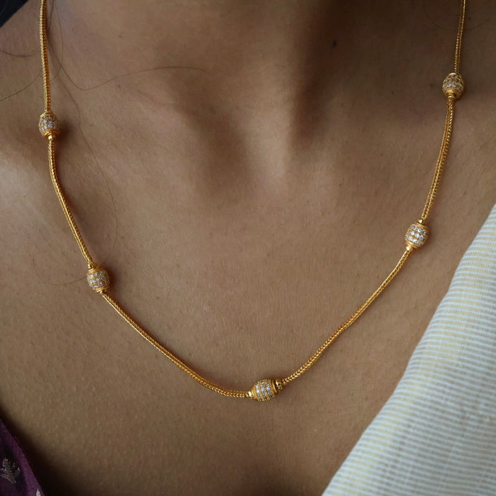 Heritage gold plated simple chain ruby white necklace HC5266