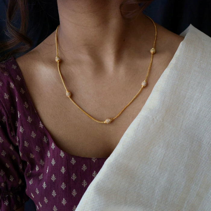 Heritage gold plated simple chain ruby white necklace HC5266