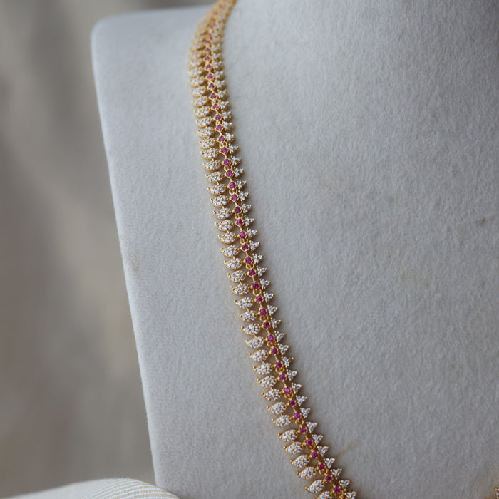 Heritage gold plated ruby white stone mango long necklace with earrings HL837