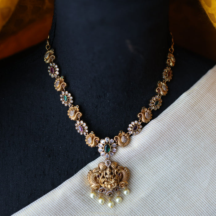 Antique gold short necklace with earrings S1B144