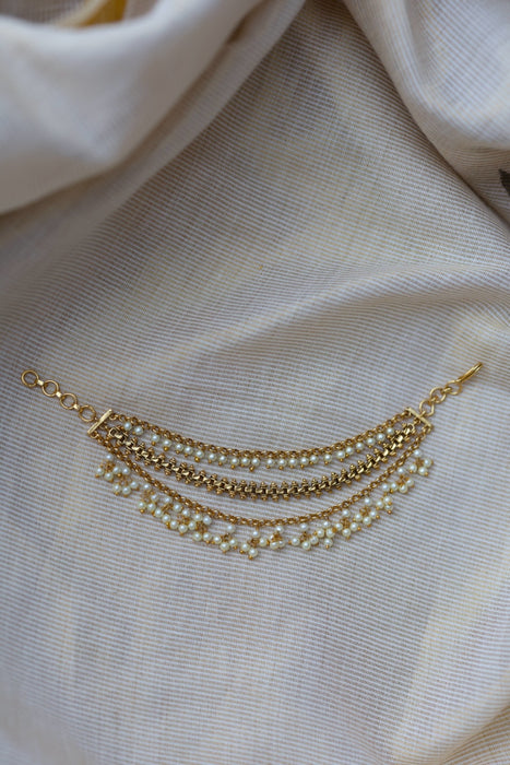 Antique 3 layer pearl Mattal Ear Accessories | Bridal & Traditional Jewellery UK AM6756