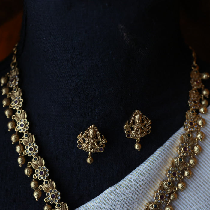 Antique gold short necklace with earrings S1B142