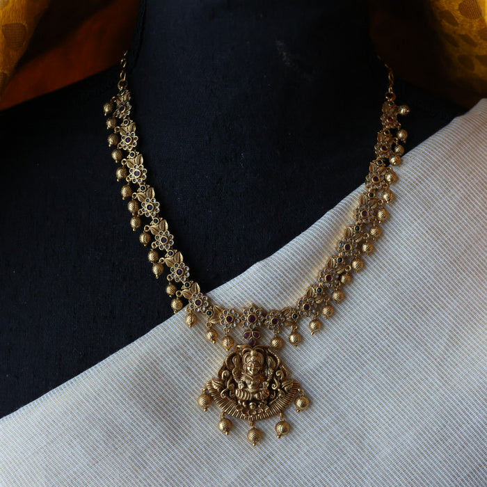 Antique gold short necklace with earrings S1B142