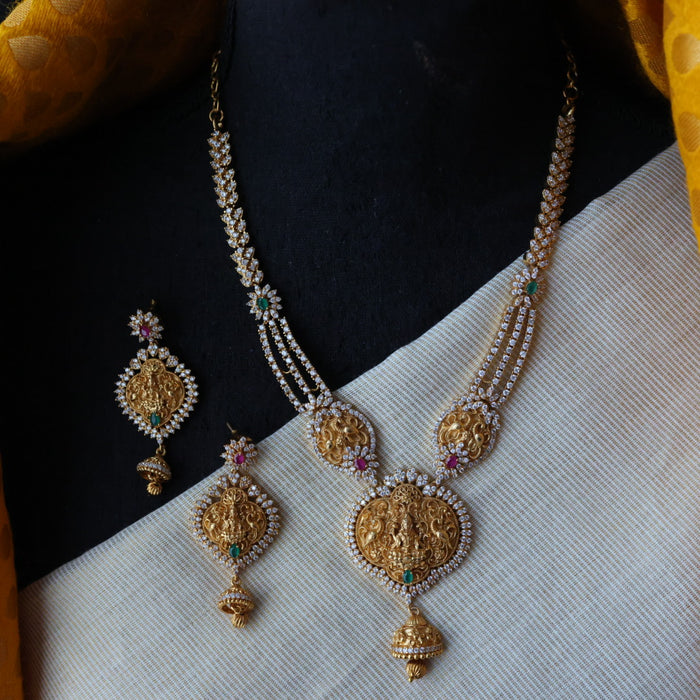 Antique short necklace with earrings S1B143