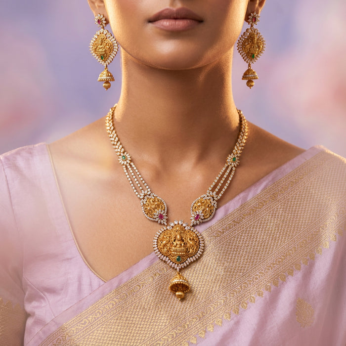 Antique short necklace with earrings S1B143