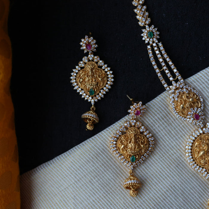 Antique short necklace with earrings S1B143