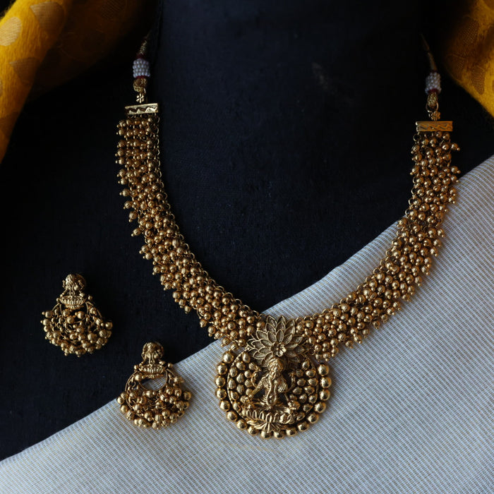 Antique temple design short necklace and earrings  S1B130