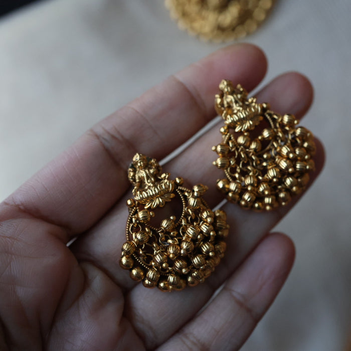 Antique temple design short necklace and earrings  S1B130