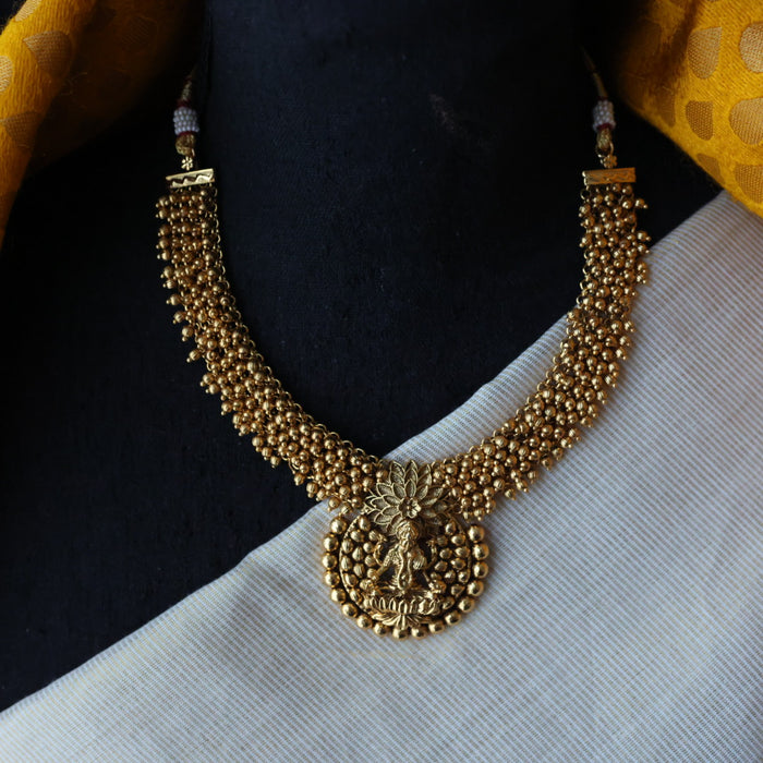 Antique temple design short necklace and earrings  S1B130