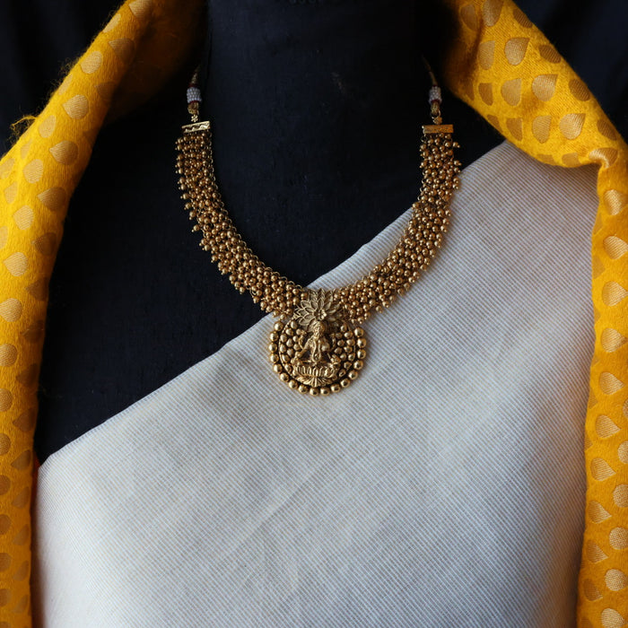 Antique temple design short necklace and earrings  S1B130