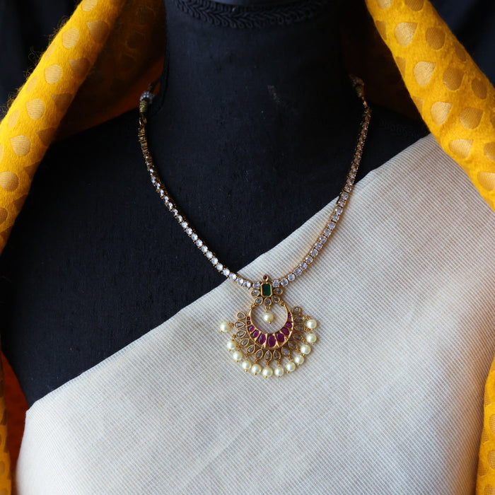 Antique short necklace with earrings S1N116