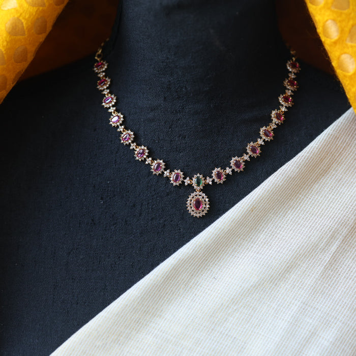 Antique multi stone short necklace with earrings TTS5001