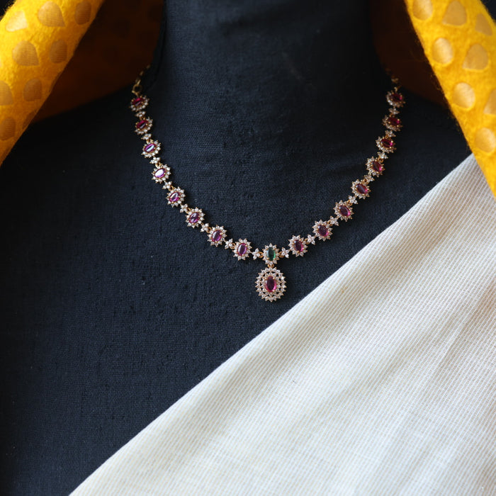 Antique multi stone short necklace with earrings TTS5001