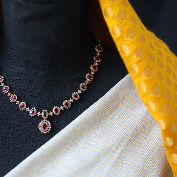 Antique multi stone short necklace with earrings TTS5001