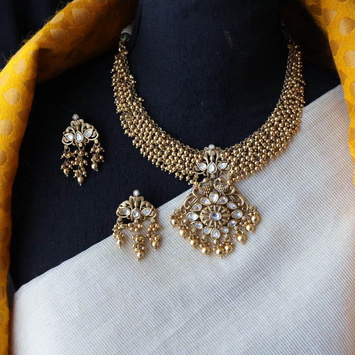 Antique short necklace with earrings S1B150