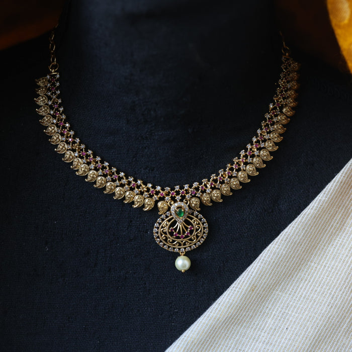 Antique multi stone short necklace with earrings TTS5005