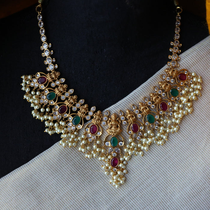 Antique pearl short necklace with earrings S1B137