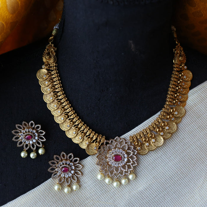 Antique short necklace and earrings S1B123