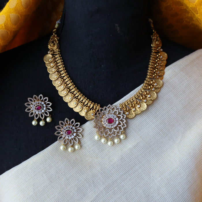 Antique short necklace and earrings S1B123