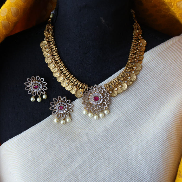 Antique short necklace and earrings S1B123