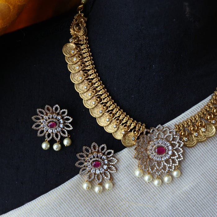Antique short necklace and earrings S1B123