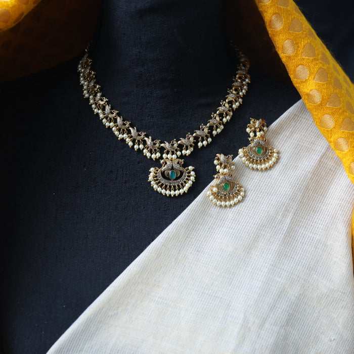 Antique multi stone short necklace with earrings TTS508