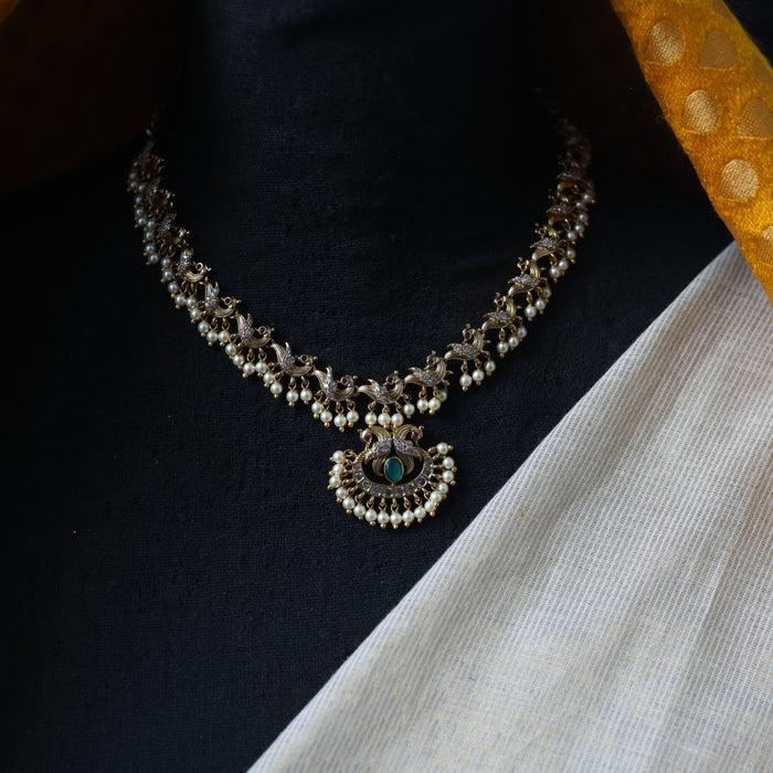 Antique multi stone short necklace with earrings TTS508