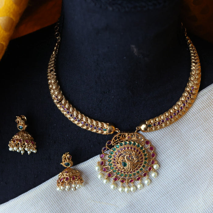 Antique short necklace with earrings S1B1899