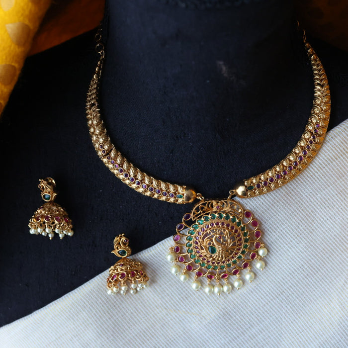 Antique short necklace with earrings S1B1899