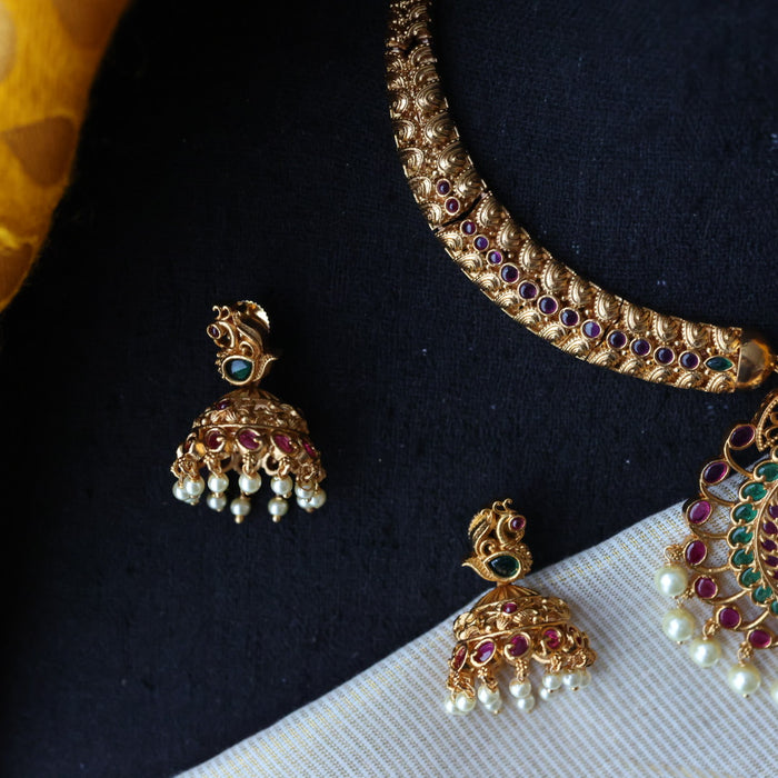 Antique short necklace with earrings S1B1899