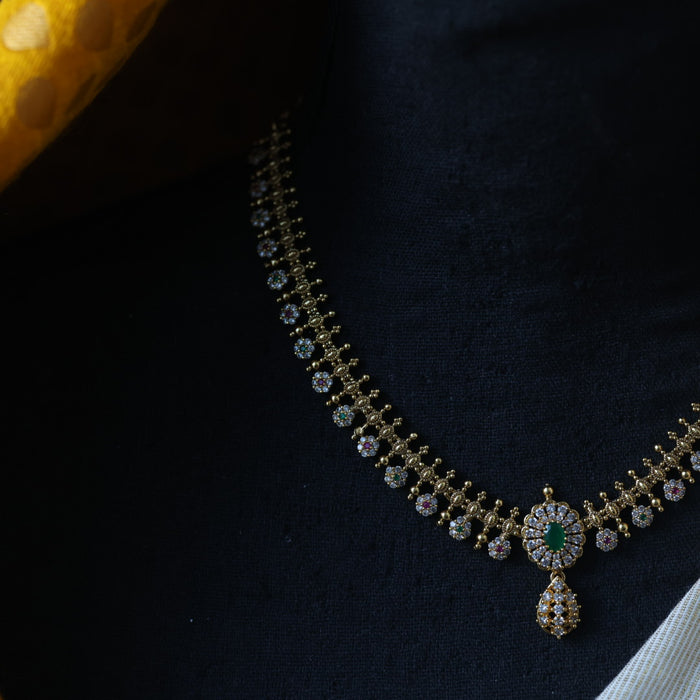 Antique multi stone short necklace with earrings TTS50831