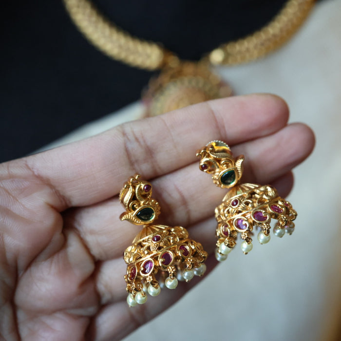 Antique short necklace with earrings S1B1899
