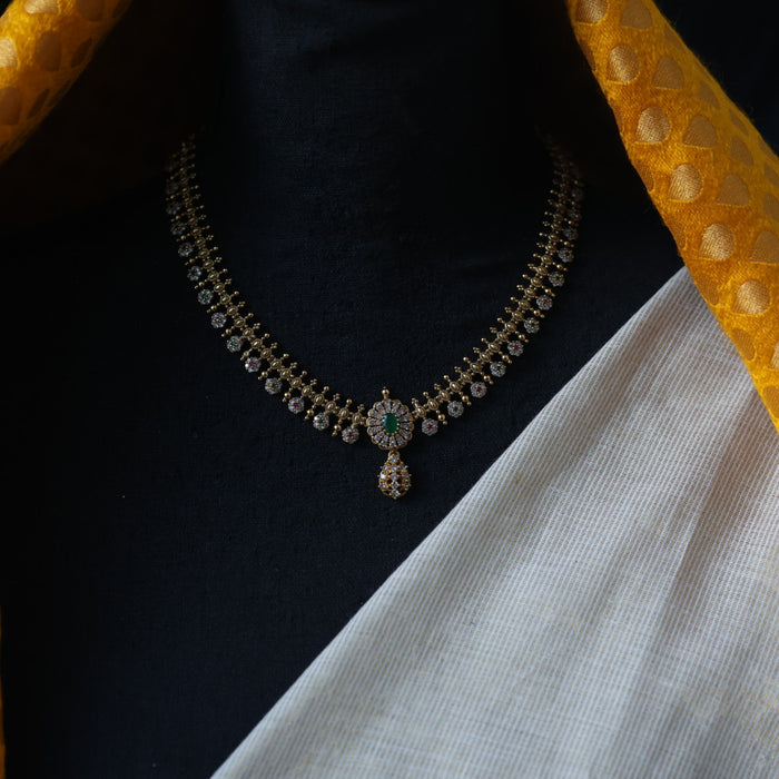Antique multi stone short necklace with earrings TTS50831
