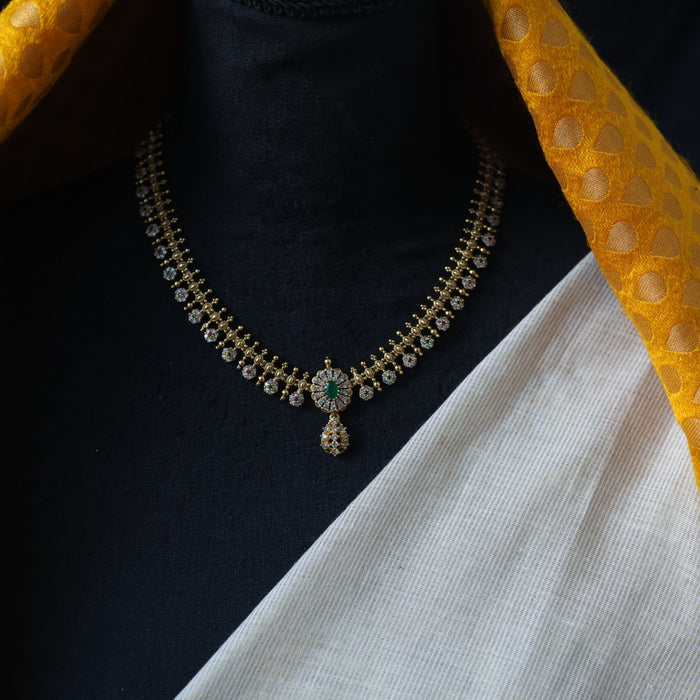 Antique multi stone short necklace with earrings TTS50831