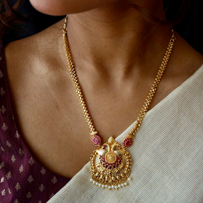 Heritage gold plated padakam short necklace H6710