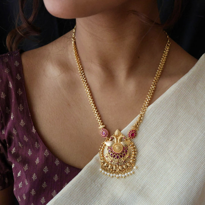 Heritage gold plated padakam short necklace H6710