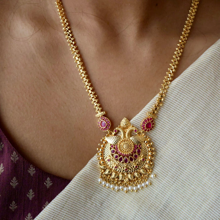 Heritage gold plated padakam short necklace H6710