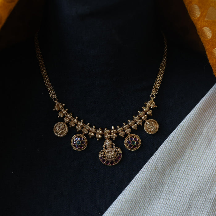 Antique coin design choker necklace with earrings CCB1508