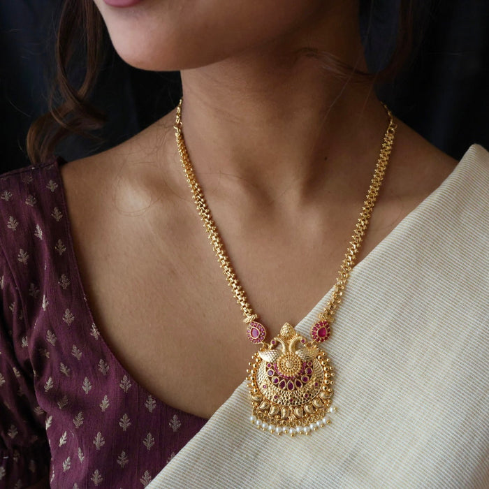 Heritage gold plated padakam short necklace H6710