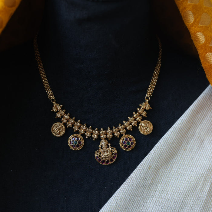 Antique coin design choker necklace with earrings CCB1508