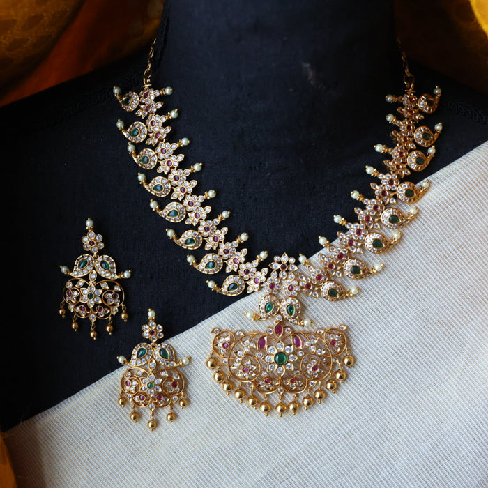 Antique mango short necklace with earrings S1B141