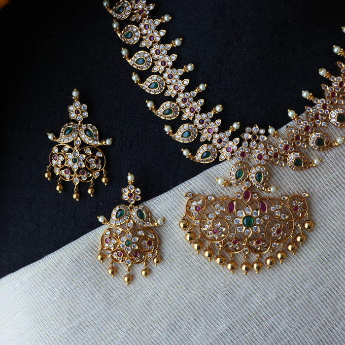 Antique mango short necklace with earrings S1B141