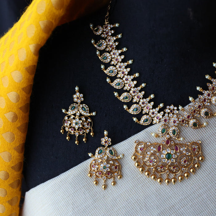 Antique mango short necklace with earrings S1B141