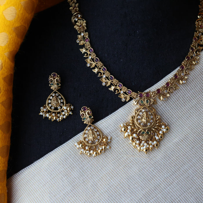 Antique temple short necklace and earrings S1B145
