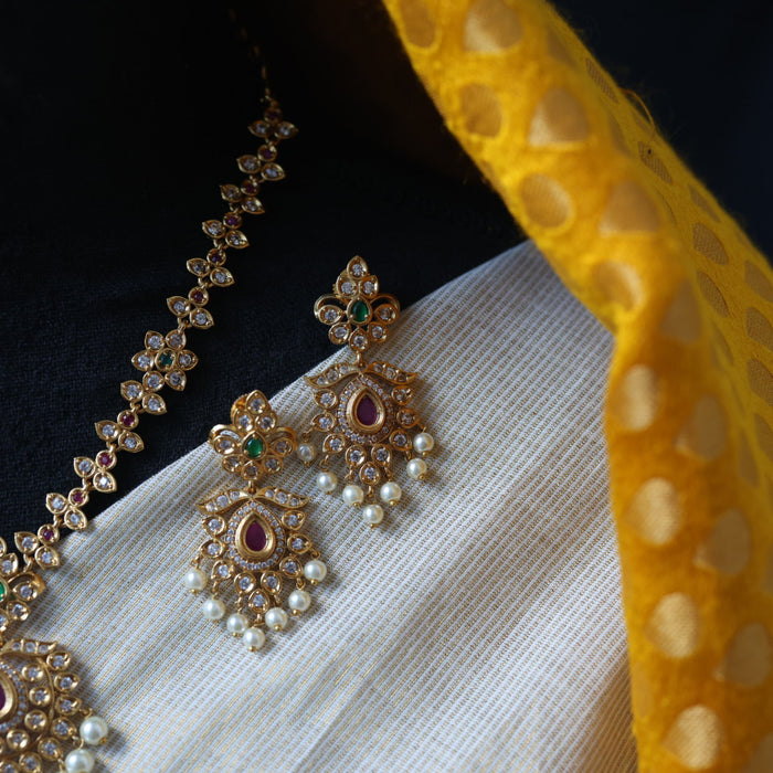 Antique simple necklace with earrings TTS51823
