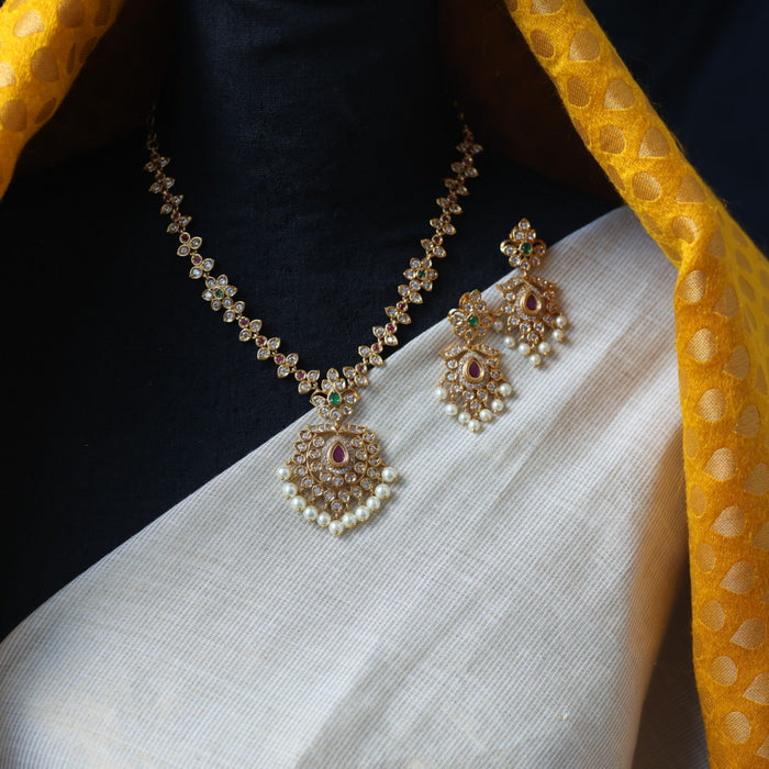 Antique simple necklace with earrings TTS51823