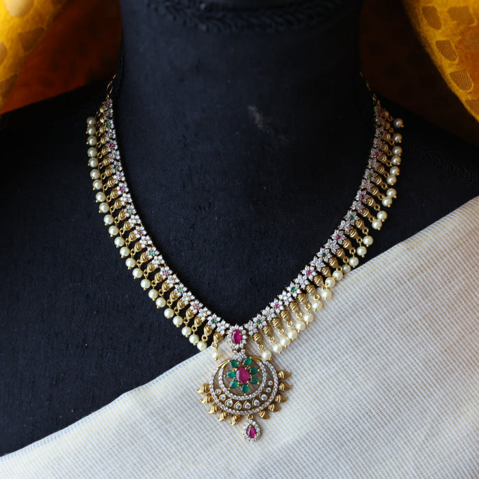 Antique pearl short necklace with earrings S1B118