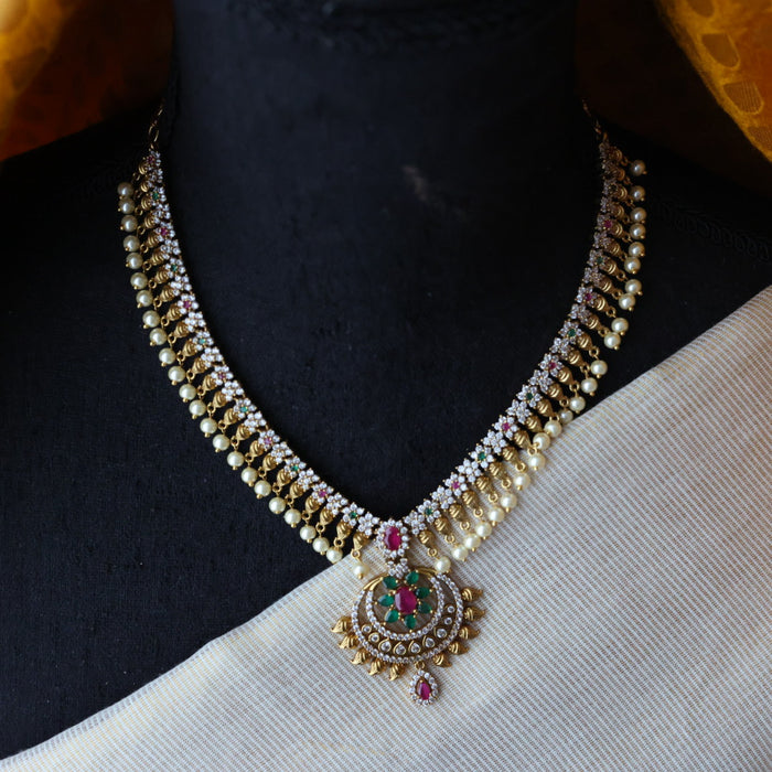 Antique pearl short necklace with earrings S1B118