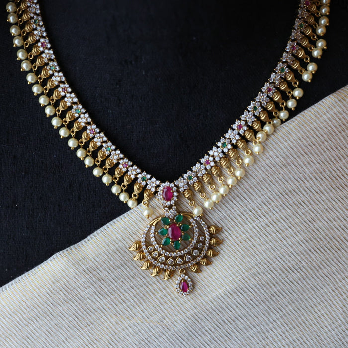Antique pearl short necklace with earrings S1B118